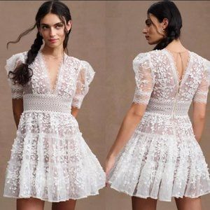 Bronx and Banco "Megan" Mini Dress in White Lace - Size 4 (S)